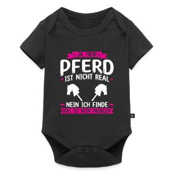 Hobby Horse Pferde Steckenpferd Geschenk - Baby Premium Kurzarmbody - Schwarz - Vorne