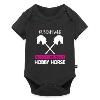Hobby Horse Pferde Steckenpferd Geschenk - Baby Premium Kurzarmbody - Schwarz - Vorne