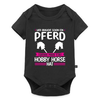 Hobby Horse Pferde Hobbyhorse Geschenk - Baby Premium Kurzarmbody - Schwarz - Vorne