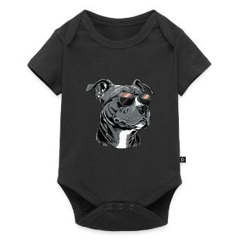 Cool Staffordshire Bull Terrier Wearing Sunglasses - Baby Premium short-sleeve bodysuit - black - Front