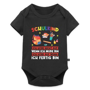 Schulkind Einschulung Schulstart Geschenk - Baby Premium Kurzarmbody - Schwarz - Vorne