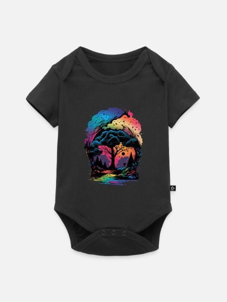 Magischer Wald bunt - Baby Premium Kurzarmbody - Schwarz
