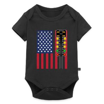 Drag Racing USA Flagge - Baby Premium Kurzarmbody - Schwarz - Vorne