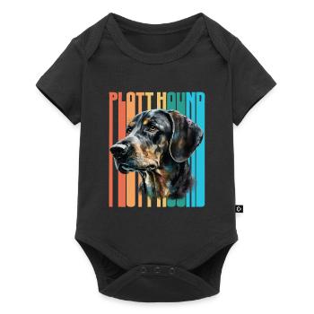 Plott Hound Retro Vintage - Baby Premium Kurzarmbody - Schwarz - Vorne