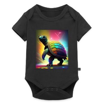 Turtle à la discothèque - Body à manches courtes Premium Bébé - noir - Devant