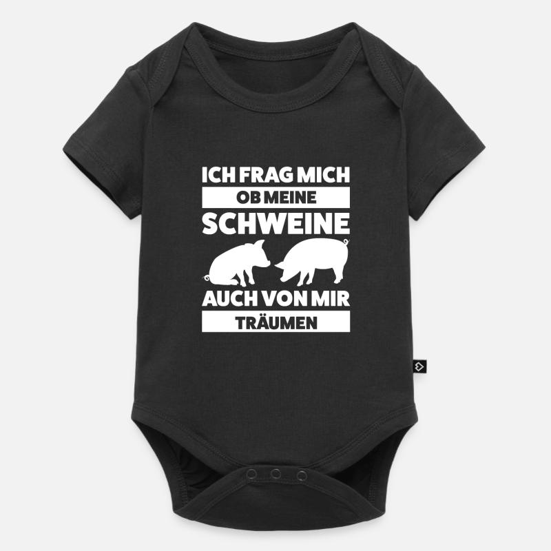 Schwein Bauer Schweine Geschenk - Baby Premium Kurzarmbody - Schwarz