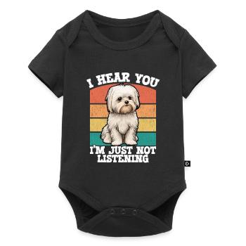 Chien maltais je t’entends je n’écoute tout simplement pas - Body à manches courtes Premium Bébé - noir - Devant