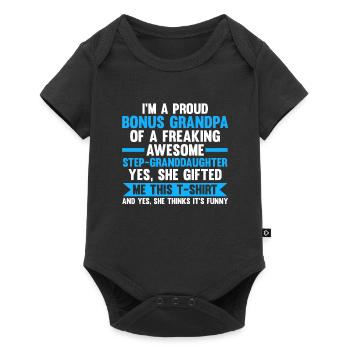 Stief-Opa Bonus-Opa Stief-Großvater Geschenk - Baby Premium Kurzarmbody - Schwarz - Vorne