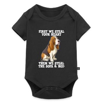 Basset Hound First We Steal Your Heart - Body à manches courtes Premium Bébé - noir - Devant