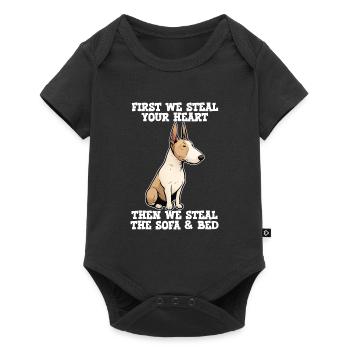 Bullterrier zuerst stehlen wir dein Herz - Baby Premium Kurzarmbody - Schwarz - Vorne