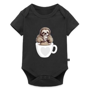 Coffee Cute Sloth In A Coffee Cup Drinking Coffee - Baby Premium short-sleeve bodysuit - black - Front