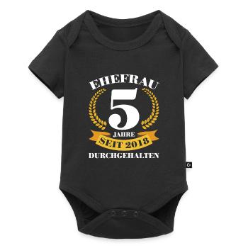 5. Hochzeitstag Ehefrau Hölzerne Hochzeit Geschenk - Baby Premium Kurzarmbody - Schwarz - Vorne
