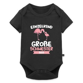 Große Schwester 2023 Flamingo Schwestern Geschenk - Baby Premium Kurzarmbody - Schwarz - Vorne