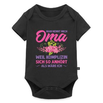 Grossmutter Oma Omas Geschenk - Baby Premium Kurzarmbody - Schwarz - Vorne