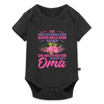 Grossmutter Oma Omas Geschenk - Baby Premium Kurzarmbody - Schwarz - Vorne