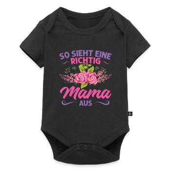 Mutter Mama Tochter Geschenk - Baby Premium Kurzarmbody - Schwarz - Vorne