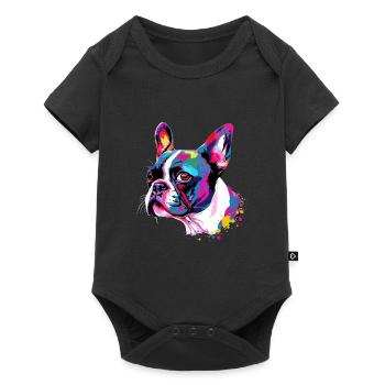 Boston Terrier Colorful - Baby Premium short-sleeve bodysuit - black - Front