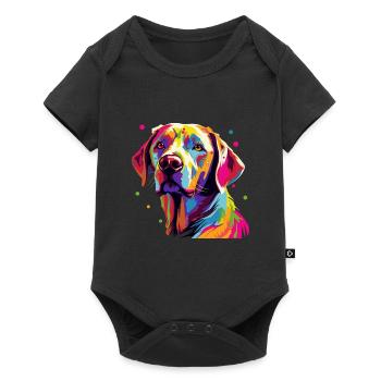 Labrador Chien Coloré - Body à manches courtes Premium Bébé - noir - Devant