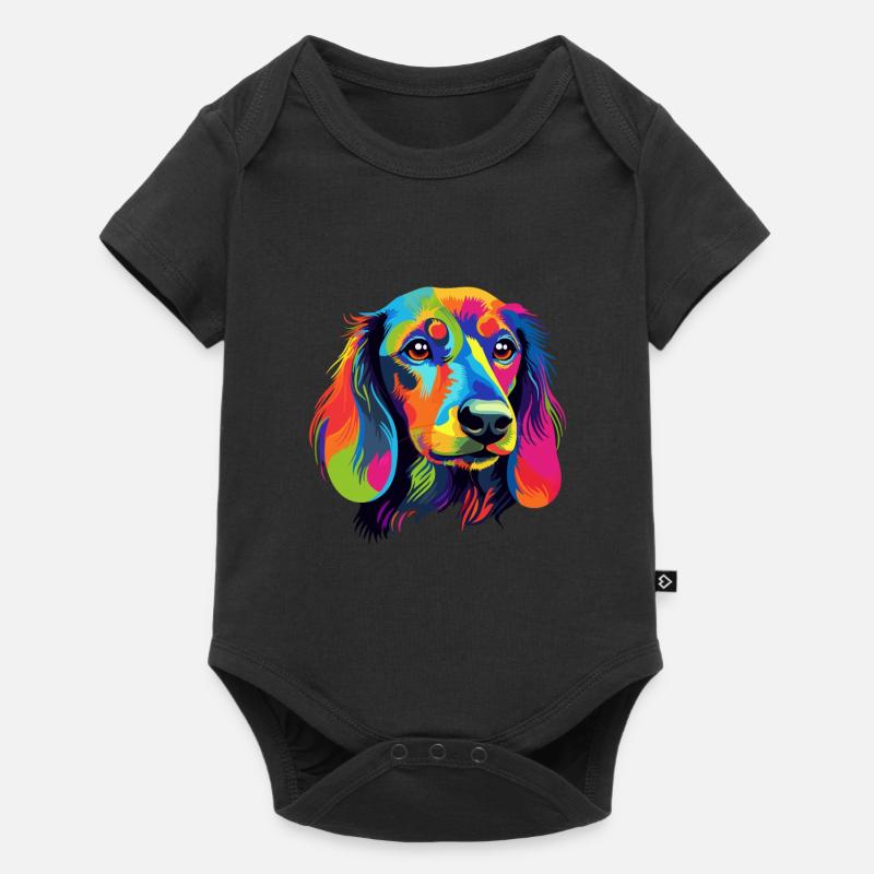 Teckel Chien Coloré - Body à manches courtes Premium Bébé - noir