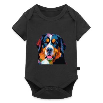 Bouvier Bernois Coloré - Body à manches courtes Premium Bébé - noir - Devant