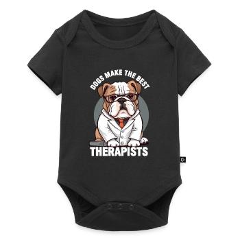 Hunde sind die besten Therapeuten - Baby Premium Kurzarmbody - Schwarz - Vorne