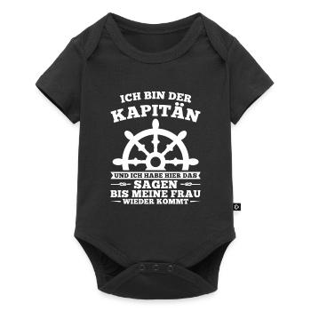 Boot Kapitän booten Geschenk - Baby Premium Kurzarmbody - Schwarz - Vorne