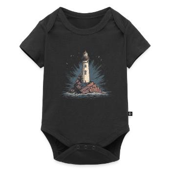 Lighthouse Coast Sea Sea Ocean Baltic Sea North Sea - Baby Premium short-sleeve bodysuit - black - Front