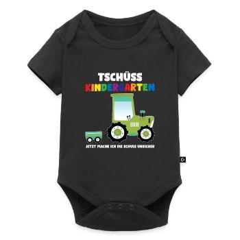Schulkind Traktor Schulbeginn Geschenk - Baby Premium Kurzarmbody - Schwarz - Vorne