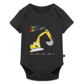 Schulkind Bagger Schulbeginn Geschenk - Baby Premium Kurzarmbody - Schwarz - Vorne