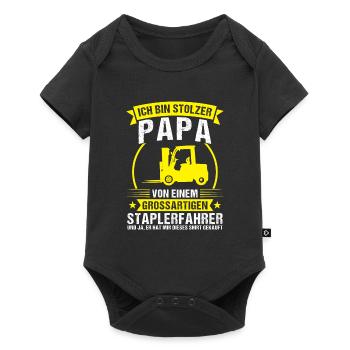 Staplerfahrer Papa Gabelstaplerfahrer Geschenk - Baby Premium Kurzarmbody - Schwarz - Vorne