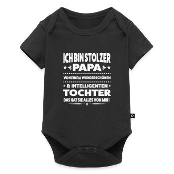 Papa Tochter Töchter Geschenk - Baby Premium Kurzarmbody - Schwarz - Vorne