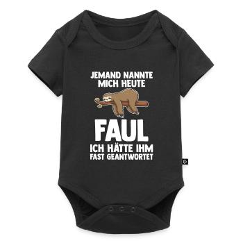 Faultier Faul Faule Geschenk - Baby Premium Kurzarmbody - Schwarz - Vorne