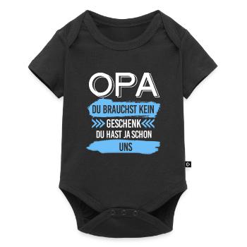Opa Familie Enkelkind Geschenk - Baby Premium Kurzarmbody - Schwarz - Vorne