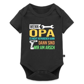 Opa Familie Großväter Geschenk - Baby Premium Kurzarmbody - Schwarz - Vorne