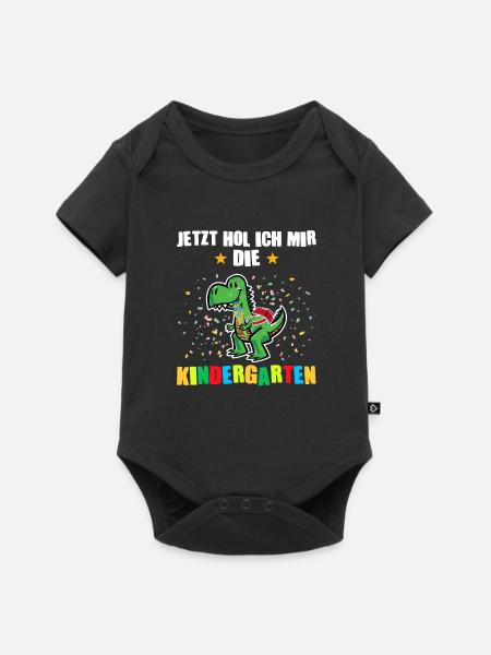 Kindergarten Dino Kindergarten-Anfang Geschenk - Baby Premium Kurzarmbody - Schwarz
