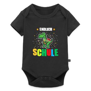 Schulkind Dino Schulbeginn Geschenk - Baby Premium Kurzarmbody - Schwarz - Vorne