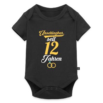 12 Jahre Ehe Ehepaar 12 Jahre Verheiratet Geschenk - Baby Premium Kurzarmbody - Schwarz - Vorne