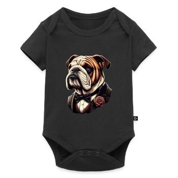 Bulldog anglais portant un nœud papillon - Body à manches courtes Premium Bébé - noir - Devant