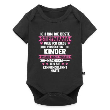 Stiefmama Familie Bonus Mama Geschenk - Baby Premium Kurzarmbody - Schwarz - Vorne