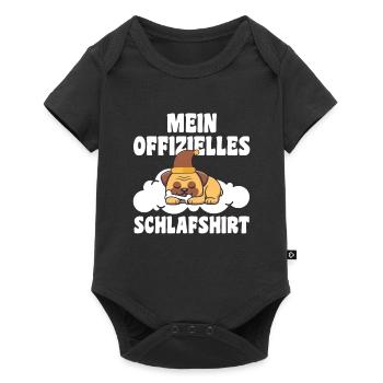 Schlafanzug Mops Mops-Liebhaber Geschenk - Baby Premium Kurzarmbody - Schwarz - Vorne