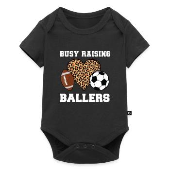 baller fussball baller Geschenk - Baby Premium Kurzarmbody - Schwarz - Vorne