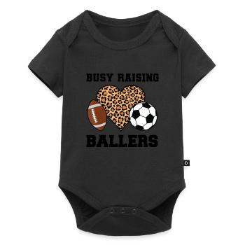 baller fussball baller Geschenk - Baby Premium Kurzarmbody - Schwarz - Vorne
