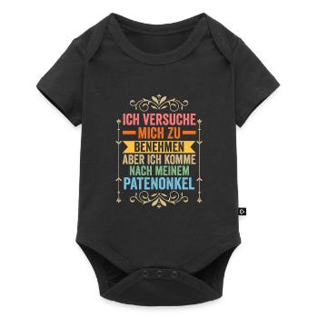 Patenonkel Familie Taufpate Geschenk - Baby Premium Kurzarmbody - Schwarz - Vorne