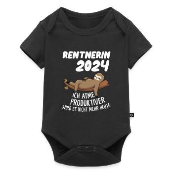 Rentnerin 2024 Faultier Rentnerin Geschenk - Baby Premium Kurzarmbody - Schwarz - Vorne