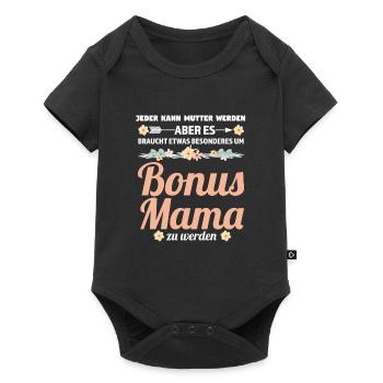 Bonus Mama Familie Stiefmutter Geschenk - Baby Premium Kurzarmbody - Schwarz - Vorne