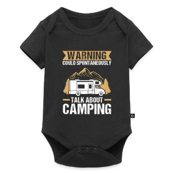 Campen Camping Campingplatz Geschenk - Baby Premium Kurzarmbody - Schwarz - Vorne