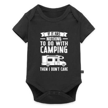 Campen Camping Campingplatz Geschenk - Baby Premium Kurzarmbody - Schwarz - Vorne
