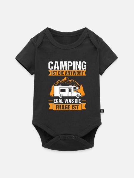 Campen Camping Camper Geschenk - Baby Premium Kurzarmbody - Schwarz