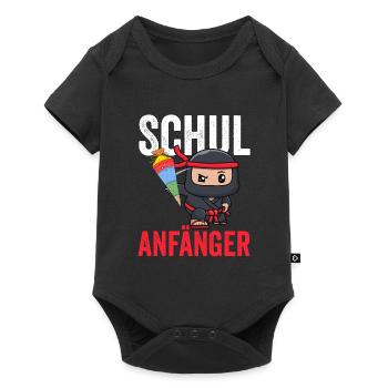 Schulkind Ninja Schulanfänger Geschenk - Baby Premium Kurzarmbody - Schwarz - Vorne