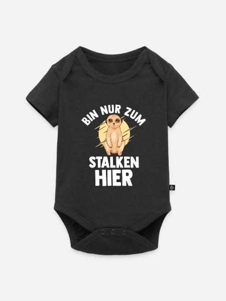 Erdmännchen Tier Surikate Geschenk - Baby Premium Kurzarmbody - Schwarz